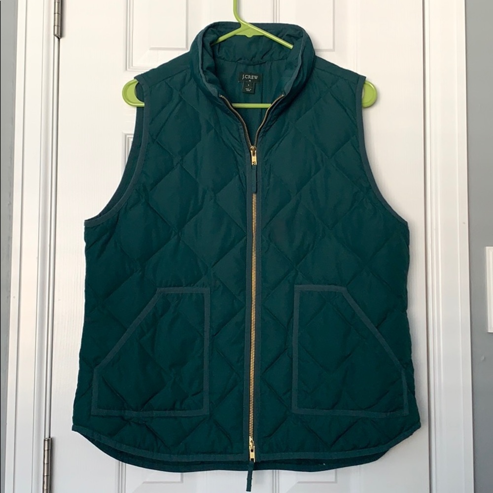 J.Crew Quilted Excursion Vest in Hunter Green